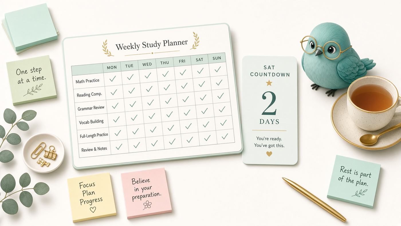 Weekly study plan with a SAT countdown
